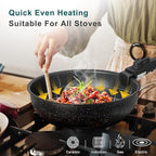 NEWBULIG 12-Piece Pots and Pans Set, Nonstick Cookware Set with Detachable Handle, Non toxic Induction Kitchen Cooking Set, Dishwasher ＆ Oven Safe, RV Friendly, Black
