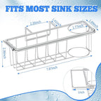 Sponge Holder for Double Kitchen Sink, 3-in-1 Sink Caddy, Brush, Dish Towel, Sponge Sink Organizer Liquid Drainer Rack - SUS304 Stainless Steel
