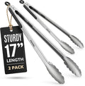 Kona Premium Stainless-Steel Locking Grill Tongs 17 inch, Sturdy, Heavy Duty Tongs - Great for Cooking, Grilling, and Barbecue (BBQ) [Set of 2]