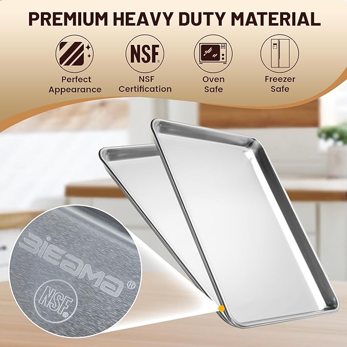 12 Pack Half Size Baking Sheet Pan Aluminum Commercial Pan for Oven Freezer Bakery Hotel Restaurant 18" × 13"