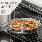 10 Inch Non Stick Frying Pan with Lid, Ceramic Hybrid Tri-Ply Stainless Steel Non Stick Skillet Pan W/ Lid Healthy Nonstick Cookware Induction Omelette Chef Frying Pan, Oven Safe, PFAS/PFOA/PTFE Free