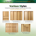 13 Slot V-Shaped Bamboo Drawer Organizer Set of 2, Extra Large Cutlery Tray - Easy Reach Flatware Silverware Utensil Storage for Kitchen (19.6"x14.6" & 19.6"x12.4")