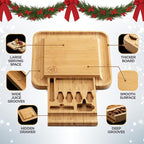 Charcuterie Boards Gift Set - Bamboo Cheese Board Set Charcuterie Tray & Serving Platter for Hosting & Entertaining, Wooden Cheese Platter, Kitchen Gifts for Women, Gifts for Home, Wedding & Birthday