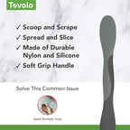 Tovolo Mini Scoop and Spread Tool for Kitchen Meal Prep Small Sandwich Spreader Spatula for Peanut Butter Jelly, Silicone BPA Free Dishwasher Safe Scooper Spreader, Charcoal and Oyster Gray