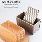 Pullman Loaf Pan with Lid, 1Pound Dough Capacity Rectangular Bread Pan, Non-Stick Long Bread Pans for Homemade Bread, 9x4inch Pullman Loaf Pan with Dough Scraper Cutter for Sandwich Bread