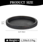 Hanobe Decorative Coffee Table Tray: Modern Farmhouse Beaded Round Tray Decor Rich Dark Brown Circle Wooden Ottoman Serving Platter for Centerpieces Kitchen Counter Bathroom