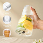 4PCS 20oz Glass Cups with Lids and Straws, Iced Coffee Cups with Lids, Stylish Ribbed Thick Drinking Glasses Tumbler for Juice, Smoothies, Cold Beverages, Cute Cup Gifts with Clean Brush