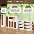 Bamboo Foil and Plastic Wrap Organizer for Kitchen Drawer, 2024 New 9 in 1 Plastic Bag Organizer Organization and Storage, Food Storage Bag Organizer with Labels for Quart Gallon Snack (White)