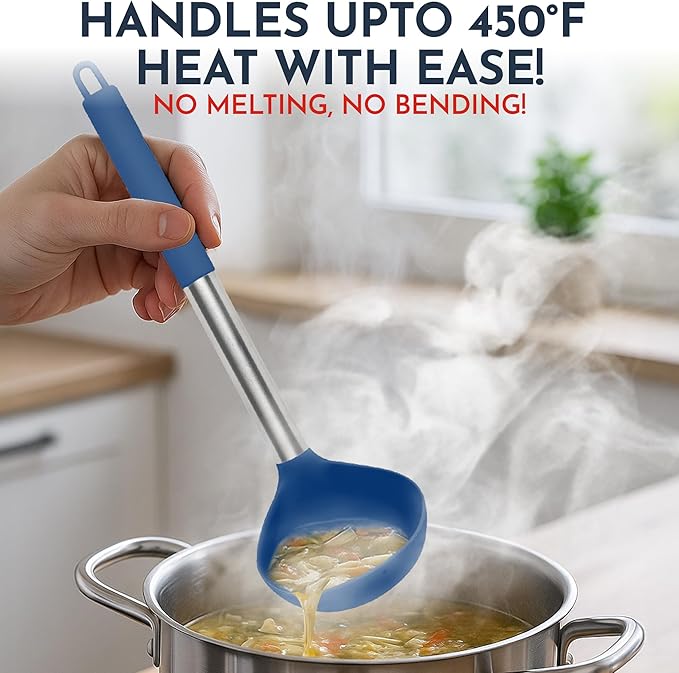 Silicone Kitchen Utensils Set 24 Pieces 450 °F Heat Resistant - Blue Cooking Utensils-Set for Nonstick Cookware - Silicone Spatulas Set, Stainless Steel Handle & Other Kitchen accessories
