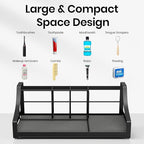 BOTEMY Toothbrush Holder with Instant Drying Stone - Bathroom Counter Organizer, Diatomite Electric Toothbrush Toothpaste Holders, Bathroom Sink Organizers and Storage,Black