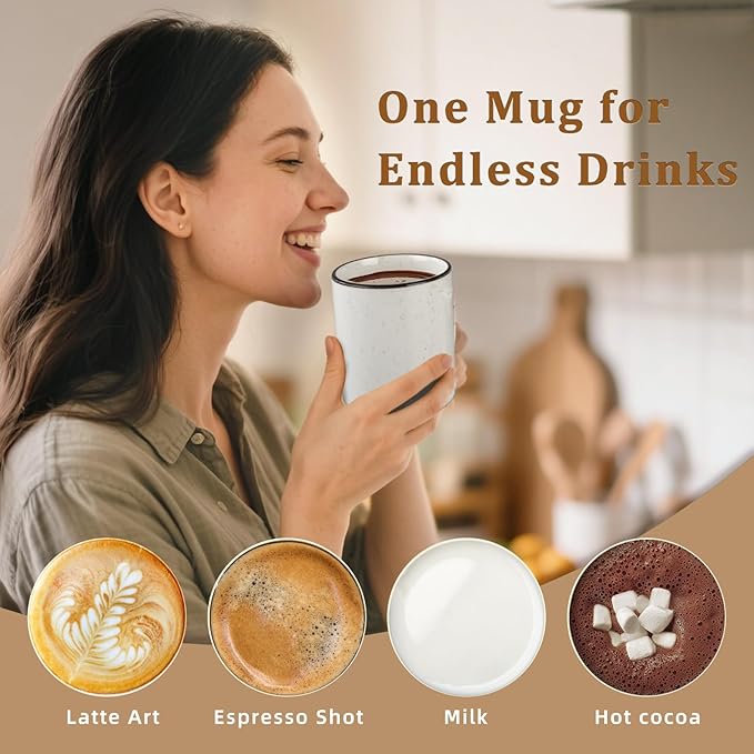Coffee Mugs Set of 6, 12 oz Coffee Cups Ceramic, Ceramic Coffee Mugs with Handle and Speckled Patterns for Latte Tea Cocoa Milk Cappuccino, Microwave & Dishwasher Safe