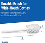 SPARTA Large Water Bottle Brush Ideal for Wide-Mouth Jars, Bottles and Tumblers, Dishwashing Tool with Handle for Home and Commercial Kitchens, Plastic, 12 Inches, White, (Pack of 6)