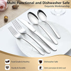 Pleafind 60-Pcs Silverware Set Service for 12, Premium Stainless Steel Flatware Set, Include Forks Spoons and Knives Set, Mirror Polished Cutlery Utensil Set for Home Restaurant, Dishwasher Safe
