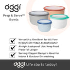 Oggi Prep, Store & Serve Plastic Bowl w/See-Thru Lid- Dishwasher, Microwave & Freezer Safe, (2.6 qt) Blue w/Dk Blue Lid