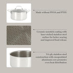 Martha Stewart Badgley Hybrid Nonstick 10 Piece TriPly Stainless Steel Pots and Pans Non-Toxic Kitchen Cookware Set - Laser Etched Perfect Sear Nonstick W/Stay Cool Handle Dishwasher & Induction Safe