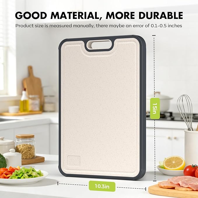 Titanium Cutting Board for Kitchen, Cutting Board Double Sided Food Grade, Pure Titanium/PP, Easy to Clean Large Size 15”×10.3”