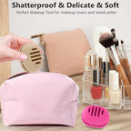 Fauxomor Makeup Sponge Holder,Double-sided 5-line Vented Silicone Beauty Make Up Blender Case for Travel,Shatterproof Make-Up Sponge Travel Case for All Sponges Reuse Easy Carry,Grey