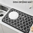WISELIFE Dish Drying Mat Super Absorbent Drying Mat Large Dish Drying Mats for Kitchen Counter Easy Clean Dish Mat Kitchen Drying Mat18"x 28" Stylish Black