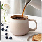 Ava Nord Ceramic Coffee Mugs Set of 4 | 12 oz Stoneware Coffee Cups | Lead-Free, Non-Toxic | Microwave and Dishwasher Safe | Comfortable Handle | Modern Nordic Design for Tea and Latte | Rose Sand