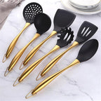 Silicone Cooking Utensils Set, 17pcs Kitchen Utensil Set with Rotatable Holder, Heat-Resistant Silicone Utensils for Cooking, Non-Stick Spatula Set with Stainless Steel Handle,Turner,Ladle (Gold)