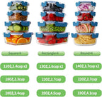 HOMBERKING 24pc Glass Food Storage Containers with Lids, Glass Meal Prep Containers, Airtight Bento Boxes, BPA Free & Leak Proof, Pantry Kitchen Storage(12 lids & 12 Containers) - Deep Blue