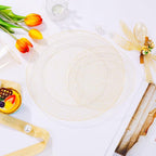 I00000 350 Pcs Gold Glitter Plastic Dinnerware Set for 50 Guests, Plastic Disposable Plates for Party, Include: 50 Dinner Plates,50 Dessert Plates,50 Paper Napkins, 50 Cups, 50 Silverware Set