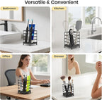 Toothbrush Holders with Quick Drying Mat—Black DiatomiteToothbrush and Toothpaste Holder for Bathroom—3 Slots Openwork Design Bathroom Counter Organizer for Electric Toothbrush,Razor, Toothpaste