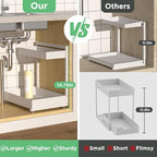 Under Sink Organizer Bathroom Kitchen: 2 Pack 2 Tier Metal Under Cabinet Storage with Height-adjustable Shelf and Pull out Rack for Pantry Vanity Cupboard Counter Countertop