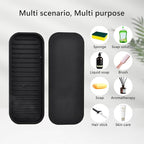 Silicone Sponge Holder Kitchen Sink Organizer Tray Dish Caddy Soap Dispenser, Scrubber Spoon Holder,Dishwashing Accessories 2 Pack (Black)