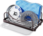 Consumest Kitchen Sink Organizer - Movable Sink Caddy for Countertop Organizer, 304 Stainless Steel Sponge Holder with Detachable Drip Tray for Kitchen Accessories,Bronze