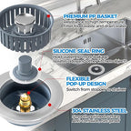 Sink Drain Strainer - Sink Stopper Kitchen Drain, 3 in 1 Kitchen Sink Drain Strainer with Anti-Clogging Basket, Kitchen Gadgets Clearance Sink Accessories, Fit US Standard 3-1/2'' Sink Hole, Silver