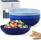 Wrova 10inch Wheat Straw Big Bowls Set of 6 - Large Salad Bowls 65oz set of 6 - Unbreakable Serving Bowls Microwave & Dishwasher Safe for restaurant - Big Plastic Bowls for Cereal,Salad - Ocean Series