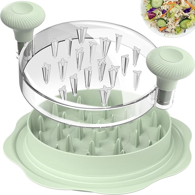 10" Pro Chicken Shredder Tool Twist Large for Kitchen, BPA-Free Food-Safe Meat Grinder, Visible Chicken Breast Meat Shredder with Strong Anti-Slip Bottom & Ergonomic Handle, Green