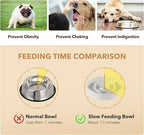 Havniva Ceramic 3.2 Cup Raised Slow Feeder Dog Bowl Set, Elevated 8.2inch Bowl and 9.5inch Dish with Acacia Wood Stand for Large Dog, Stop Bloat(2 x Reactived Glaze -White+ Stand)