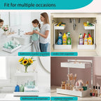 Under Sink Organizer, Bathroom Counter Organizer, 2 Packs 2-Tier Metal, Under Cabinet Storage, Makeup Storage, Adjustable Height & Slide-Out Drawer for Kitchen Bathroom Dorm Shop Office, White