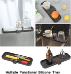 MicoYang Silicone Bathroom Soap Dishes with Drain Spout-Bathroom and Kitchen Sink Organizer,Sponge Holder,Dish Soap Tray,Perfect for Dispenser,Scrubber,Bottle,Cup on Sink or Counter-Coffee 12"×4"