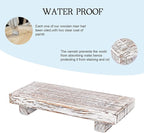 zoocatia Small Wood Tray Pedestal Stand Farmhouse Bathroom Decor Decorative Wooden Riser Kitchen Soap Dish Holder for Vanity, Counter, Sink, Retro White
