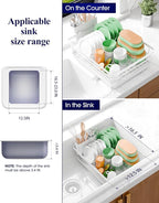 Kitsure Dish Drying Rack - Compact Dish Rack with Utensil Holder & Adjustable Water Outlet, Rust-Proof & Scratch-Resistant Drying Rack for Kitchen, 15.5" x 12.0" x 5.0", White