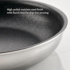 Hestan ProBond Luxe TITUM Nonstick Skillet, 11-Inch Professional Clad Stainless Steel, ProCore Tri-Ply Clad Construction, Polished Exterior, Induction & Oven Safe