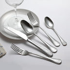 Premium 45 Piece Hammered Silverware Set with Smooth Edge, 18/10 Stainless Steel, Service for 8, Fine Flatware Set, Dishwaser Safe(45)