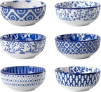 Ceramic Dipping Bowls Set - Mini 2.7 Oz Soy Sauce Dishes - 3 inch Small Side Dishes for Appetizers Charcuterie Sushi Sauce Snack Soy - Pinch Bowls for Kitchen Prep - Set of 6 - Vintage Blue