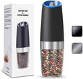 Gravity Electric Salt and Pepper Grinder, Automatic Salt And Pepper Grinder, Adjustable Roughness, Battery Powered, LED Light, 1 Pack, (Black)