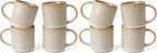 famiware Coffee Mug Set for 4, Star 12 oz Catering Mugs Cup Set with Handle for Coffee, Tea, Cocoa, Milk - Ceramic Stoneware Drinkware Set, Cappuccino White (Pack of 2)