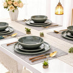 AmorArc Ceramic Dinnerware Sets,Handmade Reactive Glaze Stoneware Plates and Bowls Sets,Highly Scratch Resistant | Dishwasher & Microwave Safe Dishes Set,Service for 4 (12pc)