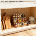 Acacia Wooden Spice Rack for Countertop - 3 Tiered Spice Rack Organizer for Cabinet - Kitchen Spices Organizers Holds 21 Jars - Spices Shelf for Kitchen Storage Pantry Seasoning Organizer