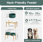 Havniva Ceramic Raised Double Bowls Set with Stand, Food & Water Bowls for Large Breed Dogs, Weighted Dog Dishes, Pet Bowl(8.2'',60OZ, Green)