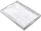 17 Inch Rustic White Serving Tray with Handles - Large Wooden Tray for Ottoman, Breakfast in Bed, Dinner, Coffee Table - Decorative Rectangular Tray for Living Room Bedroom Entryway and Kitchen Decor