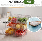 bealy 2 Pack Stackable Clear Storage Drawer,Clear Refrigerator Organizers and Storage Drawer, Pull Out Drawer for Fridge Kitchen Bathroom Cabinet Closet Organizer Pantry