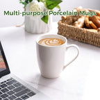 GBhome 16oz Coffee Mugs Set of 6, Large Ceramic Coffee Mugs for Man, Woman, Dad, Mom, Modern Coffee Mugs Set with handle for Tea/Latte/Cappuccino/Milk/Cocoa. Dishwasher&Microwave Safe,White