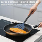 Coukre 3 Pack Silicone Spatula Set, High Heat Resistant, BPA-Free, Fish Spatula, Solid & Slotted Turner for Non-Stick Pans, Flipping Eggs, Pancakes, Fish, Burgers (3, DarkBlue)
